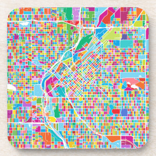 Colorful Denver Map Beverage Coaster