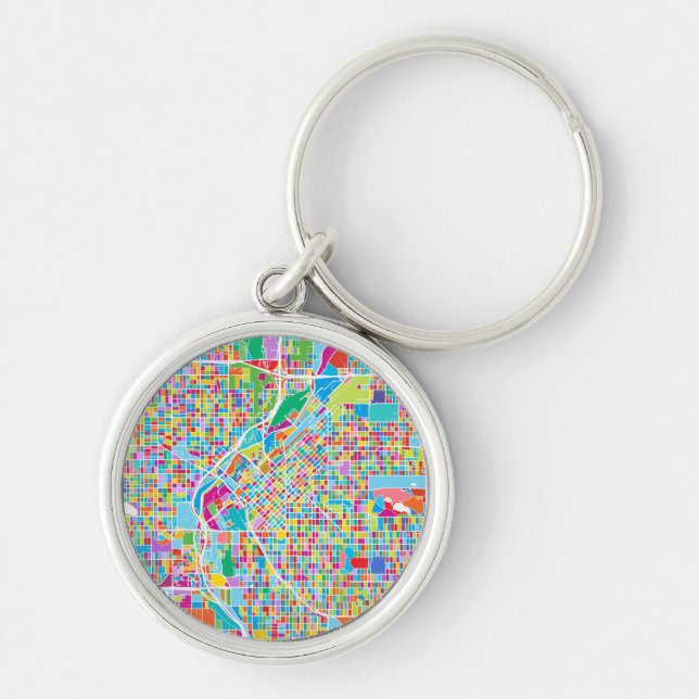 Colorful Denver Map Keychain (Front)