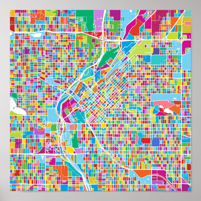 Colorful Denver Map Poster (Front)