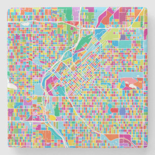 Colorful Denver Map Stone Coaster