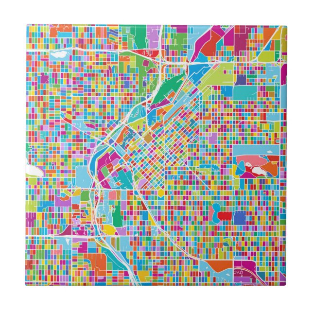 Colorful Denver Map Tile (Front)