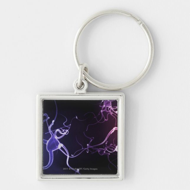 Colorful depiction of neurons keychain (Front)