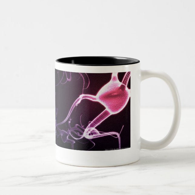Colorful depiction of neurons Two-Tone coffee mug (Right)