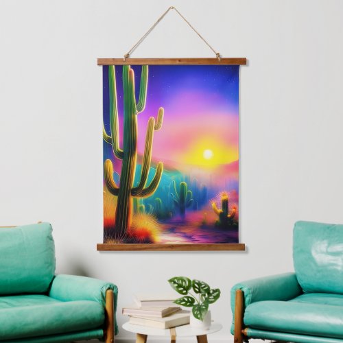 Colorful desert sunset  hanging tapestry