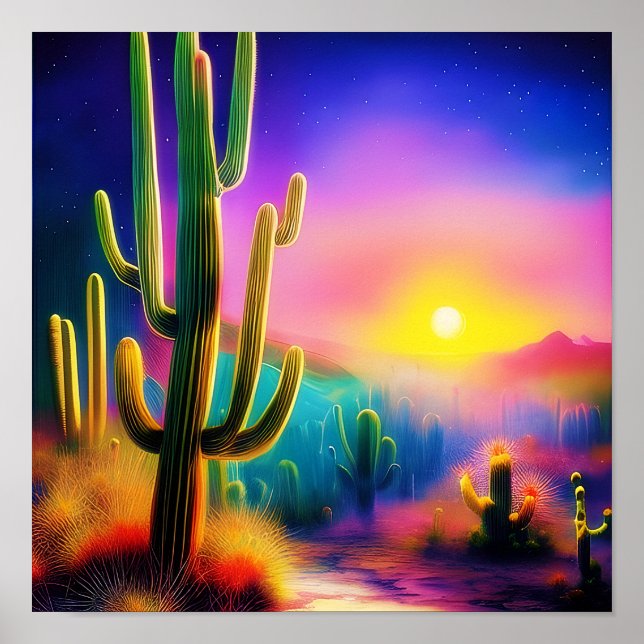 Colorful desert sunset poster (Front)