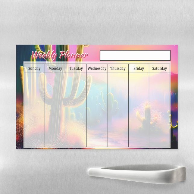 Colorful desert sunset weekly planner magnetic dry erase sheet (In Situ)