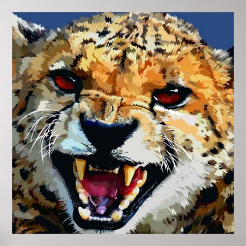 Colorful Design Cheetah Animal  Animal Wildlife  Poster