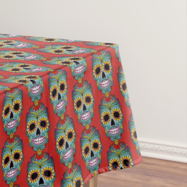Colorful Design Dia de los Muertos Day Of The Dead Tablecloth (In Situ)