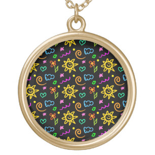 Colorful design of background for kids gold plated necklace