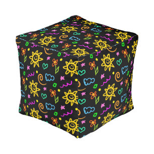 Colorful design of background for kids pouf