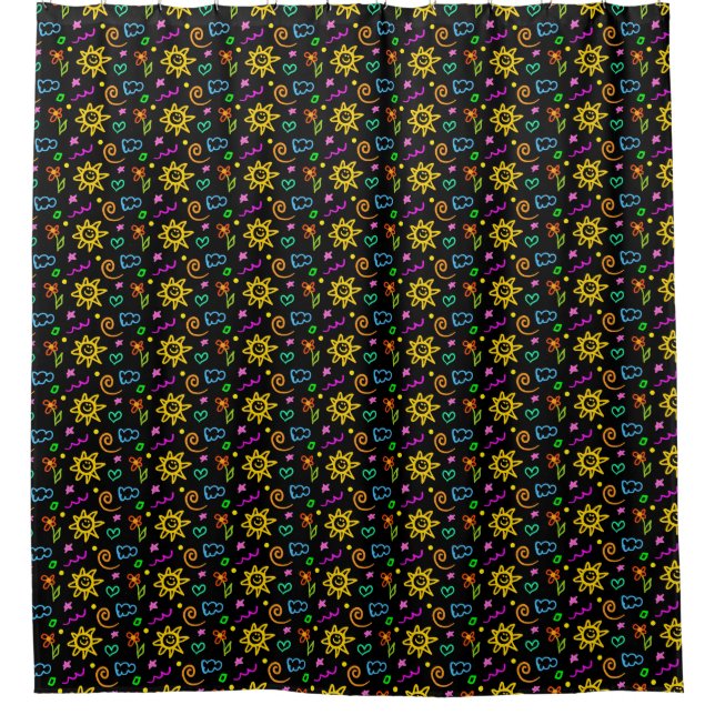 Colorful design of background for kids shower curtain (Front)