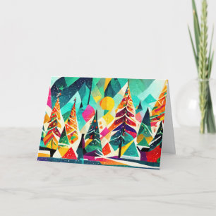Colorful design of Christmas trees Card