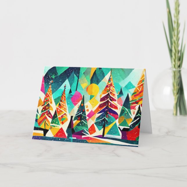 Colorful design of Christmas trees Card (Front)
