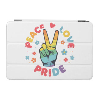 Colorful design with peace, love and pride hand iPad mini cover