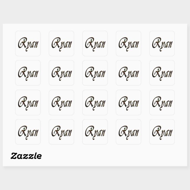 Colorful Designed Ryan Name, Square Sticker (Sheet)
