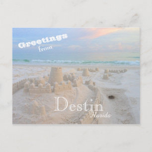 Colorful Destin Florida Sand Castle Postcard