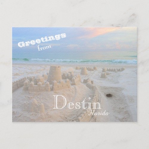 Colorful Destin Florida Sand Castle Postcard