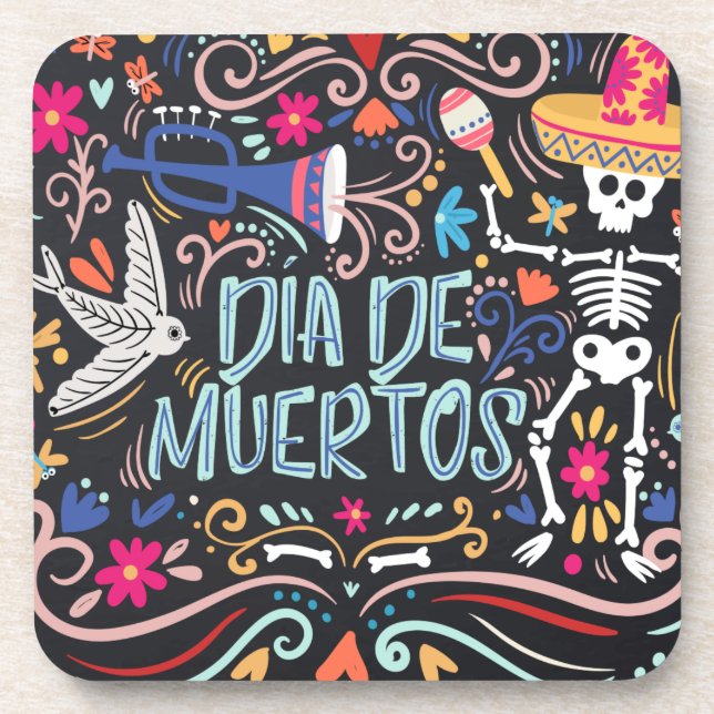 Colorful Dia de los Muertos | Coaster (Front)