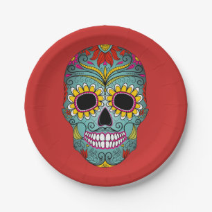 Colorful Dia de los Muertos Day Of The Dead Party Paper Plates