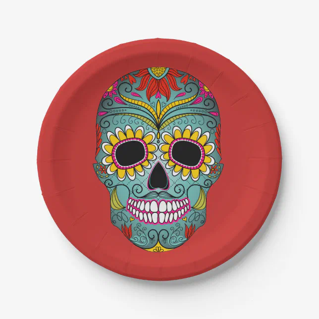 Colorful Dia de los Muertos Day Of The Dead Party Paper Plates | Zazzle