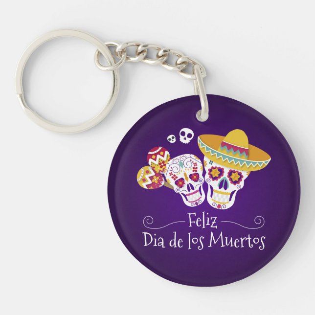 Colorful Dia de los Muertos | Keychain (Front)