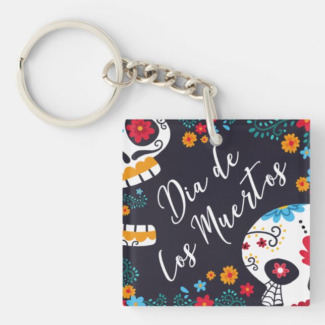 Colorful Dia de los Muertos | Keychain (Front)