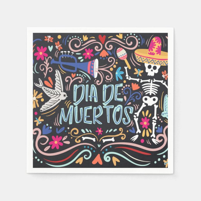 Colorful Dia de los Muertos | Napkin (Front)