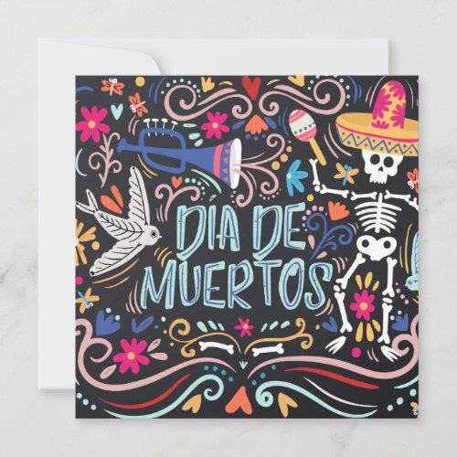 Colorful Dia de los Muertos Party  Invitation