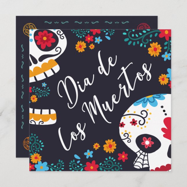 Colorful Dia de los Muertos Party | Invitation (Front/Back)
