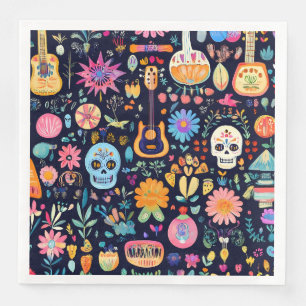 Colorful Dia de los muertos pattern Paper Dinner Napkins