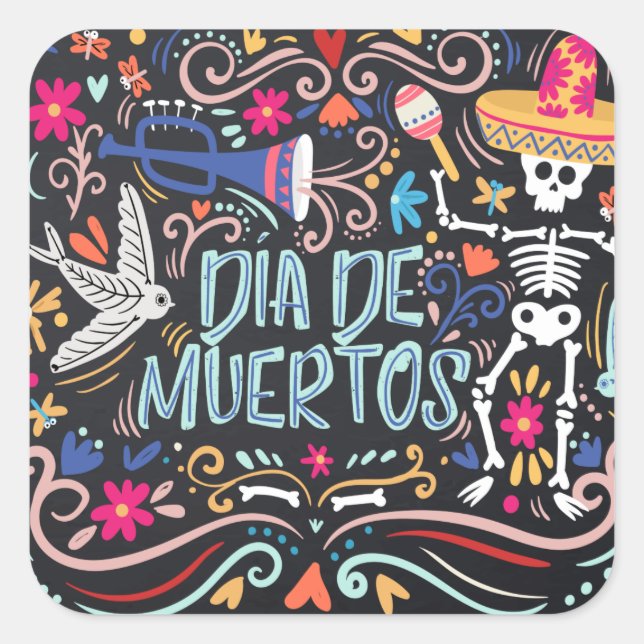 Colorful Dia de los Muertos | Sticker (Front)