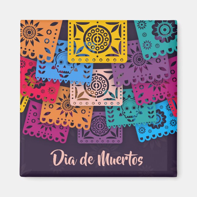 Colorful Dia de Muertos Banners | Magnet (Front)