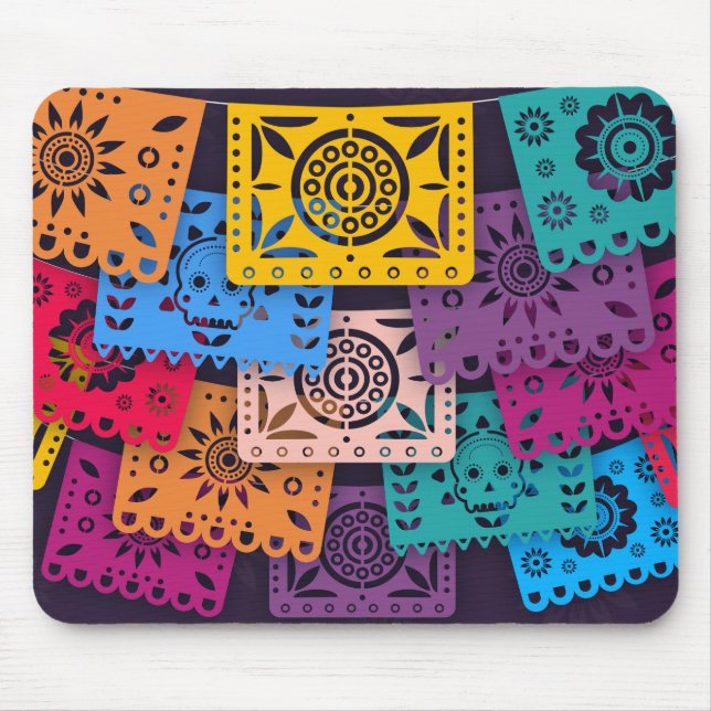 Colorful Dia de Muertos Banners | Mousepad (Front)