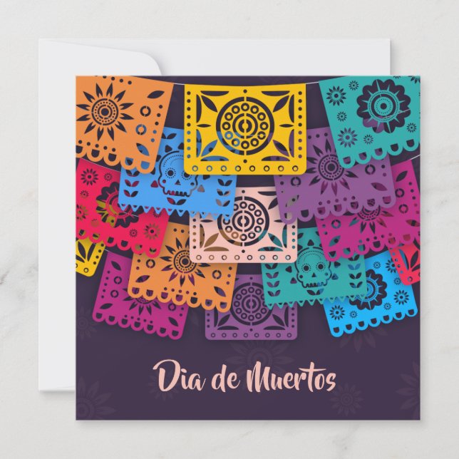 Colorful Dia de Muertos Banners | Party Invitation (Front)
