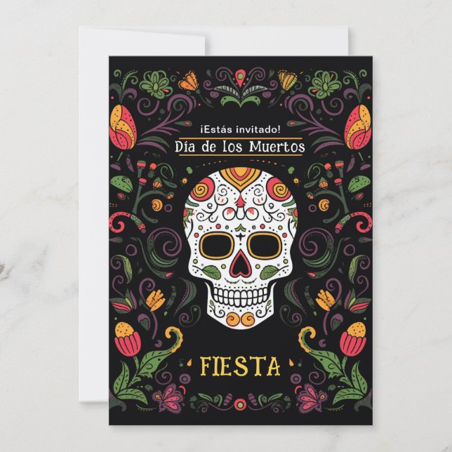 💀🎉 Colorful Día de Muertos Party Invitation (Front)