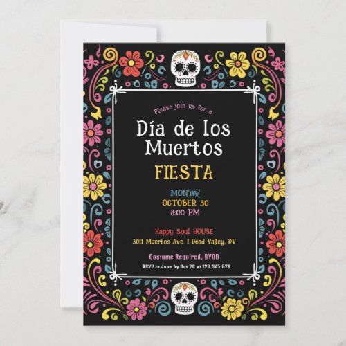  Colorful Da de Muertos Party Invitation