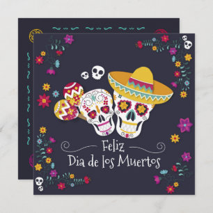 Colorful Dia de Muertos Party   Invitation