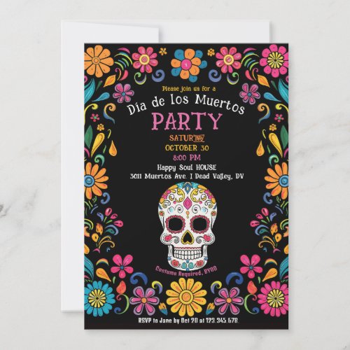  Colorful Da de Muertos Party Invitation