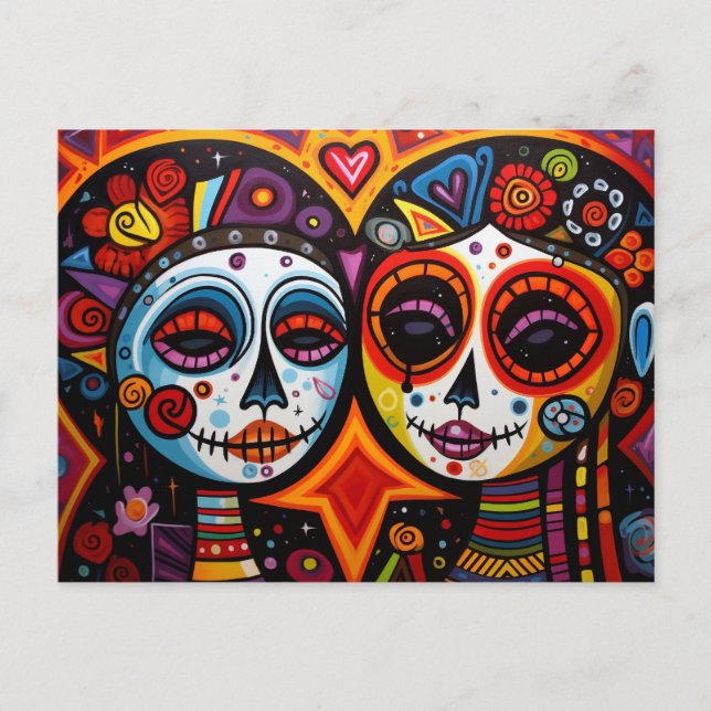 Colorful 💀 Día de Muertos Postcard (Front)