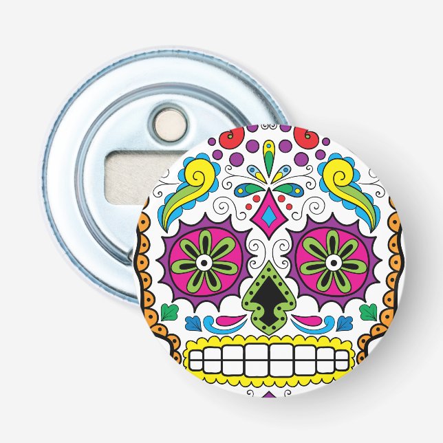 Colorful "Dia Des Los Muertos" Bottle Opener Style (Front)