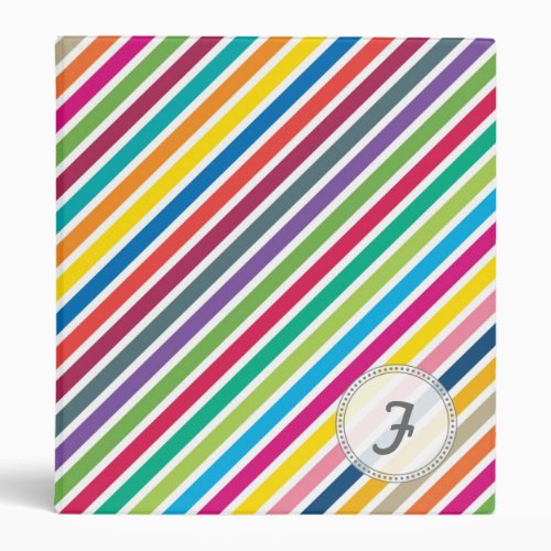 Colorful Diagonal Candy Stripes _ Custom Text 3 Ring Binder