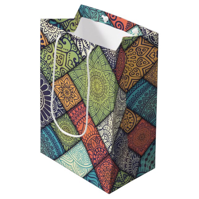 Colorful Diagonal Pattern Medium Gift Bag (Front Angled)