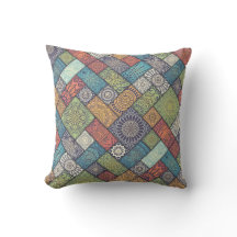 Colorful Diagonal Pattern Throw Pillow