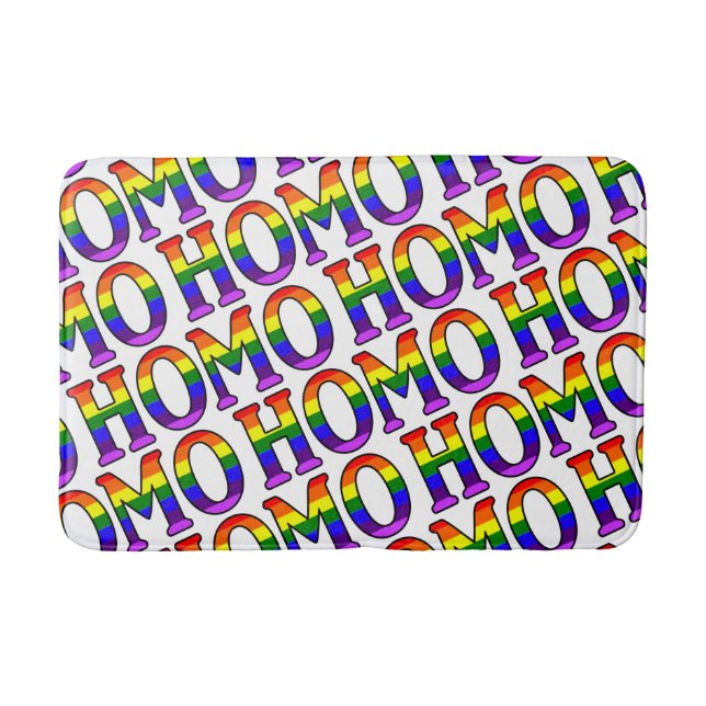 Colorful Diagonal Rainbow Colors Homo Pattern Bath Mat (Front)