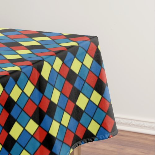 Colorful Diagonal Retro Tile Pattern Tablecloth