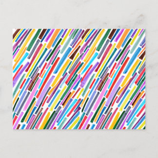 Colorful Diagonal Slash Stripe Pattern Postcard
