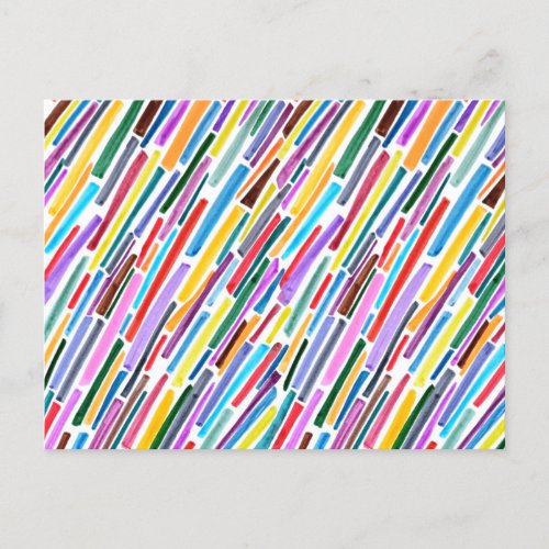 Colorful Diagonal Slash Stripe Pattern Postcard