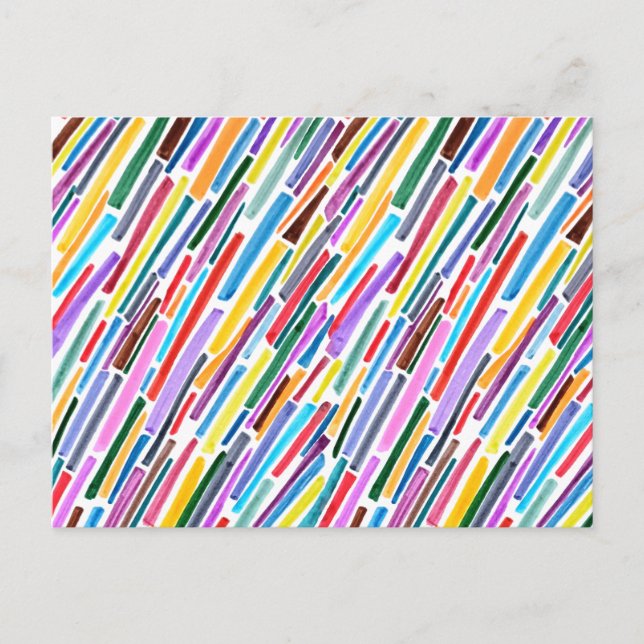 Colorful Diagonal Slash Stripe Pattern Postcard (Front)