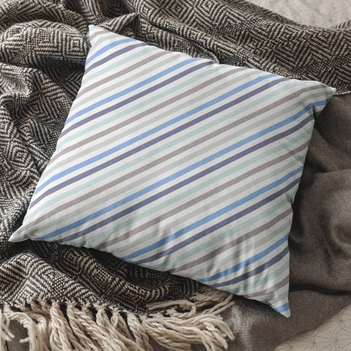 Colorful Diagonal Stripe Pattern Throw Pillow