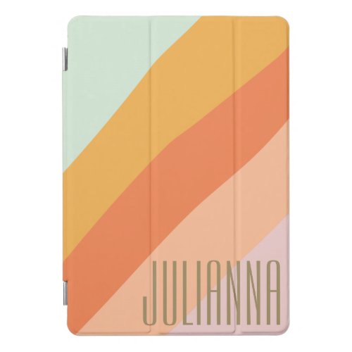 Colorful Diagonal Stripe Retro Pastel Personalized iPad Pro Cover